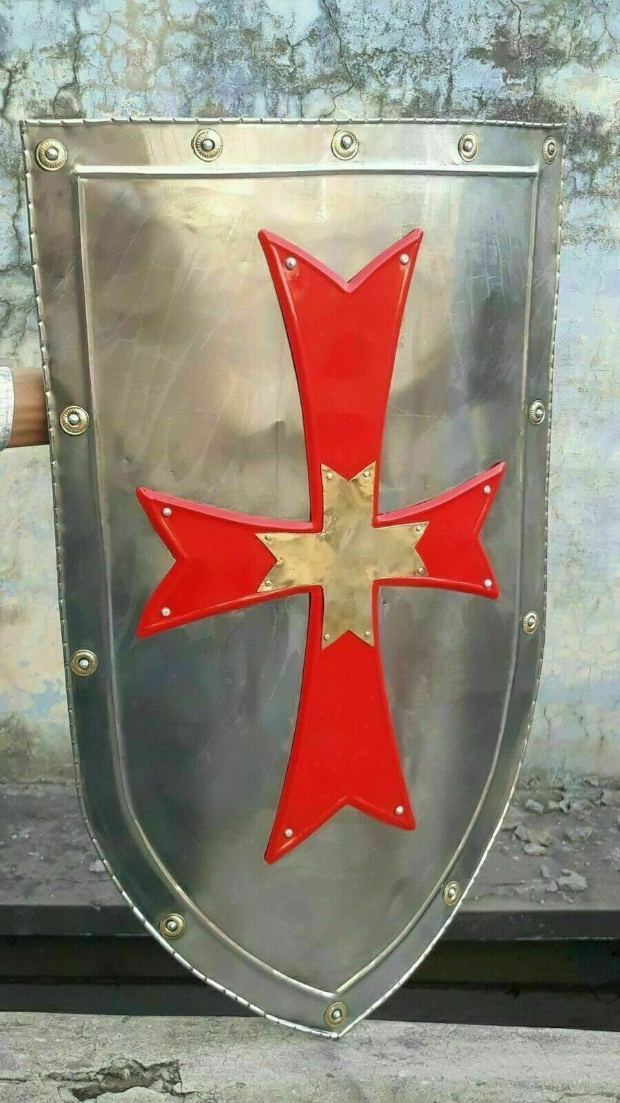 Medieval Heavy Red Cross Knight Shield Battle Armor Medieval 24 inch HSS19