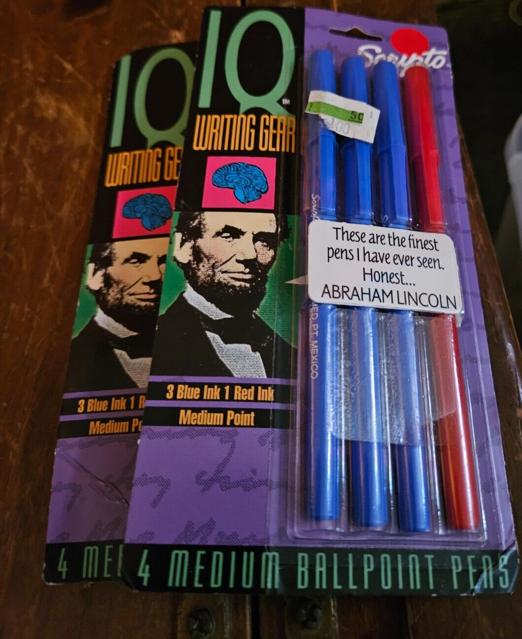 Vintage Scripto IQ Writing Gear 4 Medium Ballpoint Pens Pack Of 2 Colors 1993