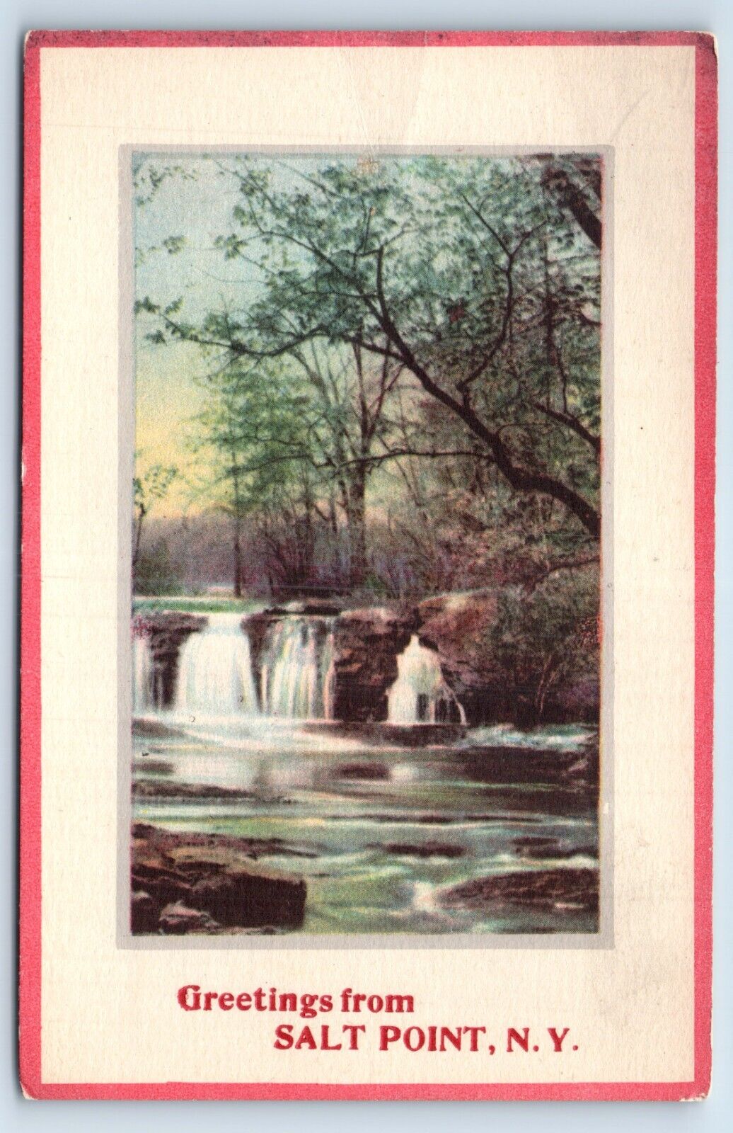 Postcard - Greetings From Salt Point New York NY Waterfall Landscape View