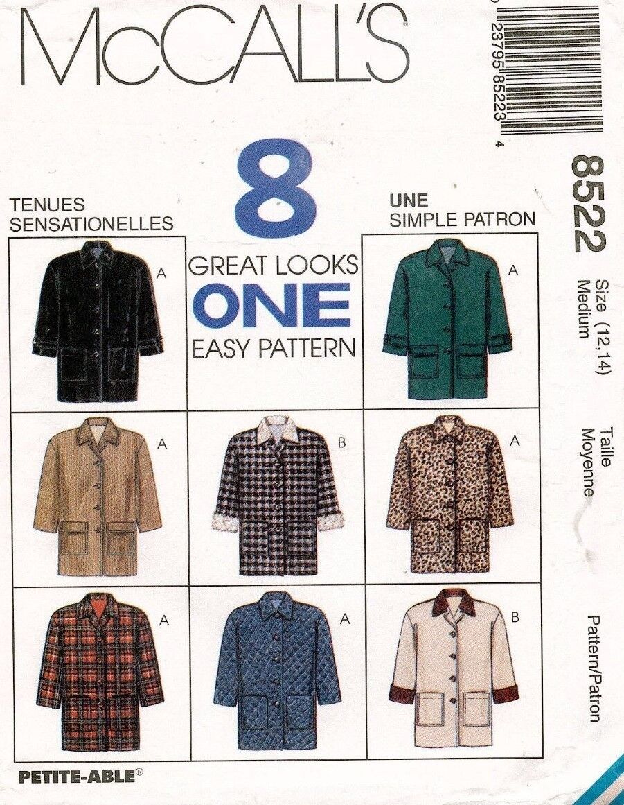 McCall\'s Misses\' Jacket Pattern 8522 Size 12-14 UNCUT