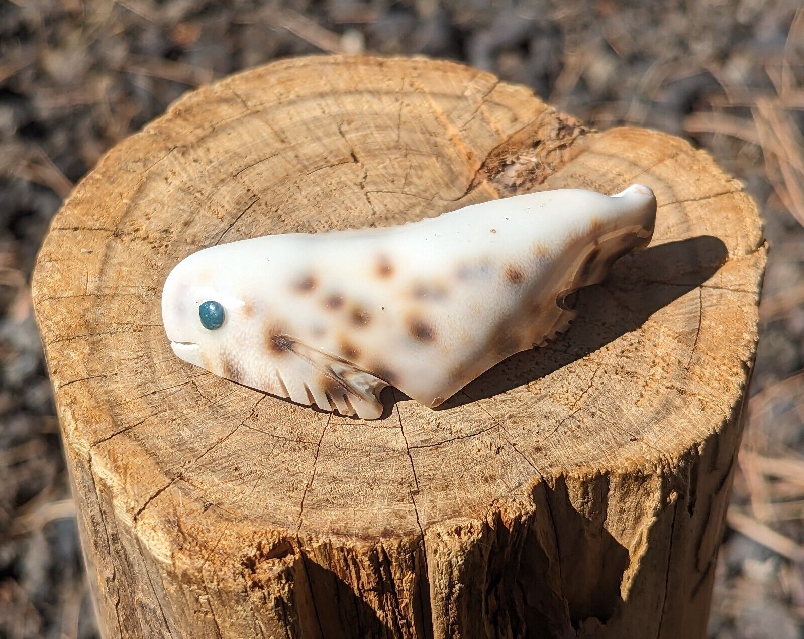 Zuni Fetish Totem Hand-Carved Shell FISH Native American Collectible NA Arts