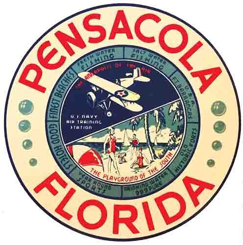 Pensacola  Florida  Vintage Style  1950\'s   Travel Decal 