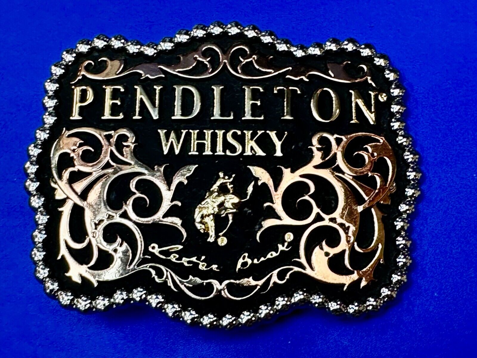 2010? Pendleton whiskey Leter Buck Rodeo Cowboy Montana Silversmiths Belt Buckle