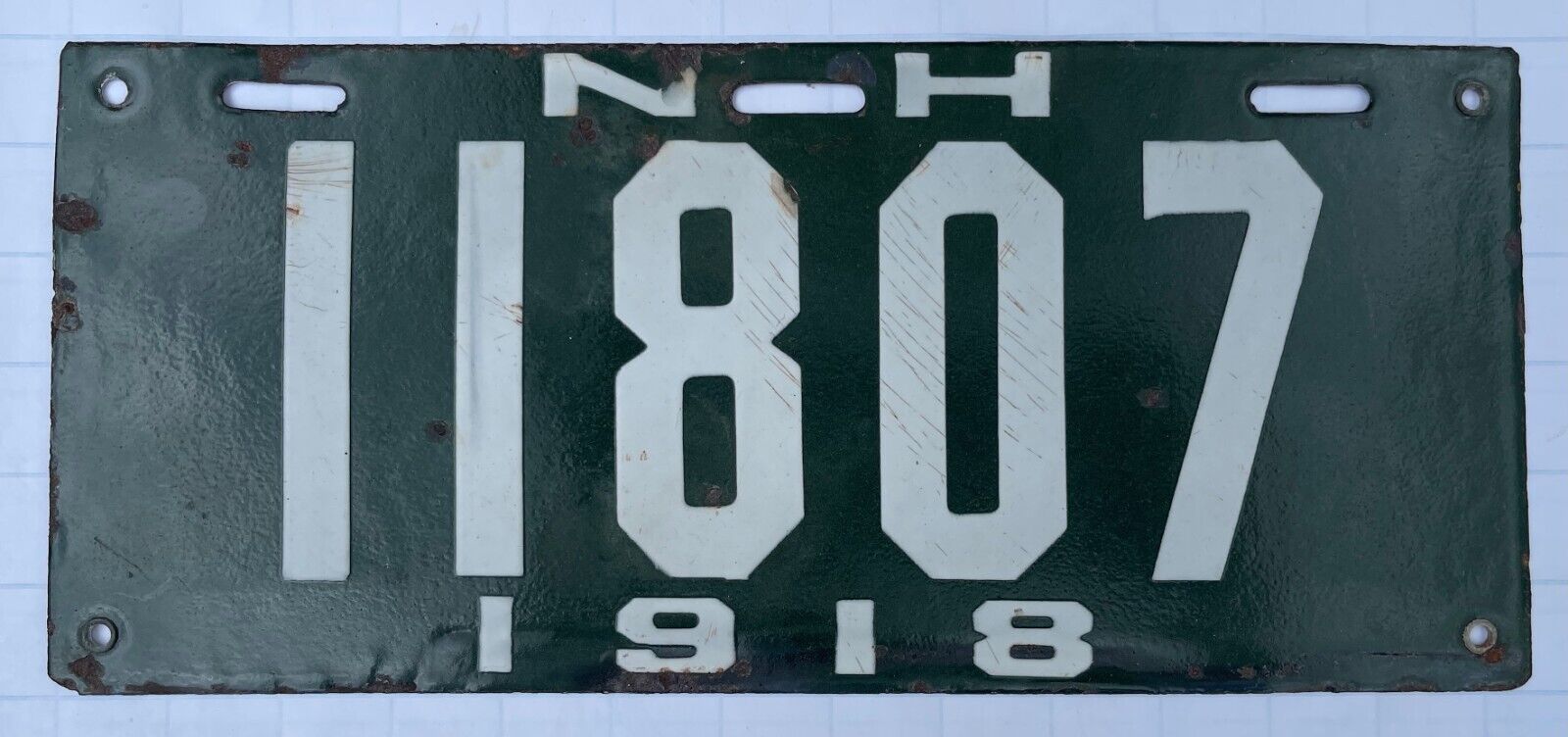1918 New Hampshire License Plate 11807