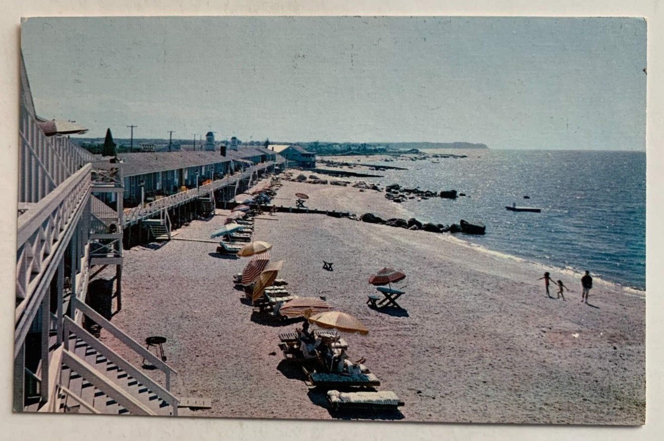 ca 1960s NY Postcard Long Island Greenport New York Sound Shore Motel LI Sound
