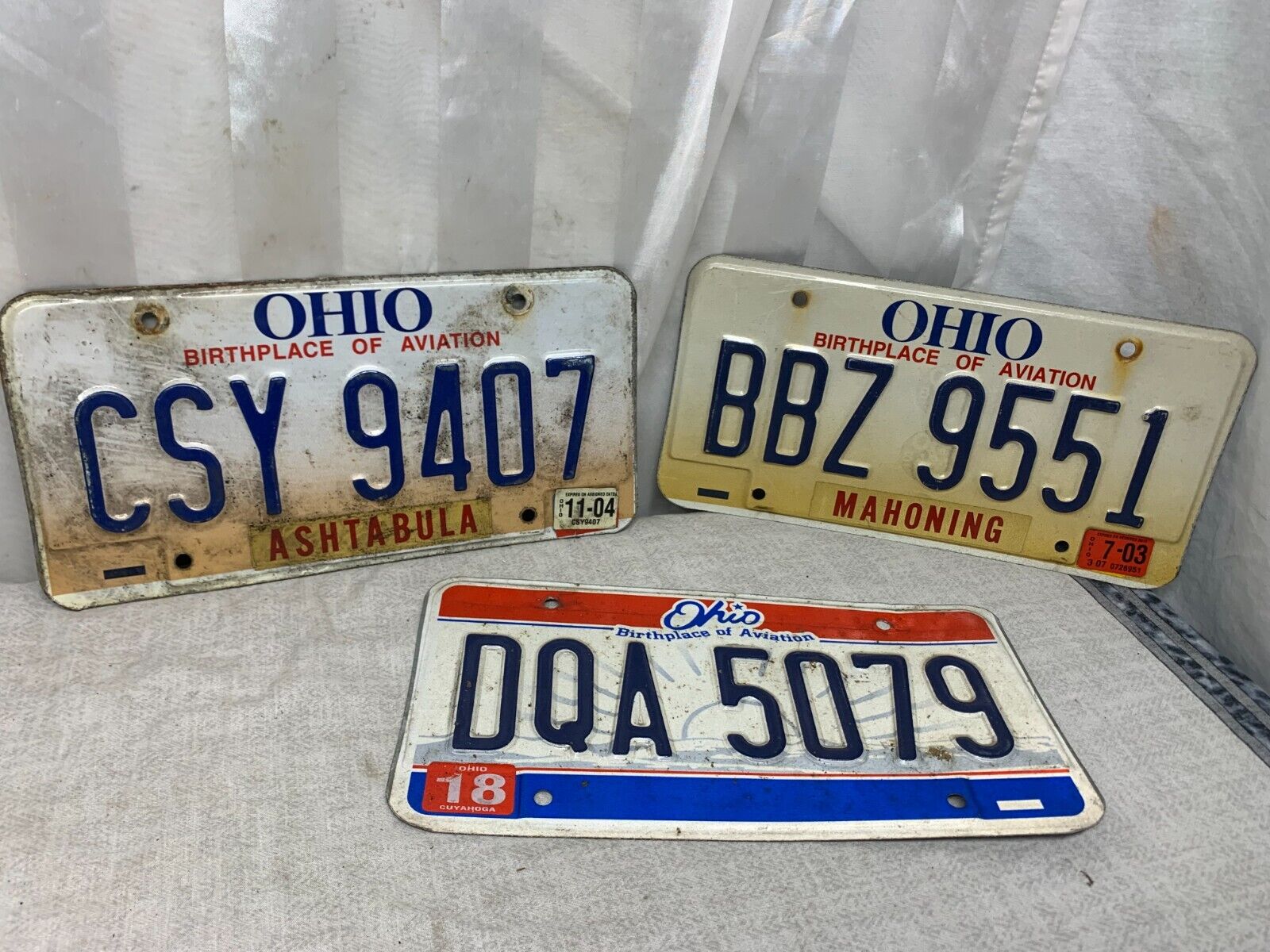 2003-2004 Three Vintage Ohio Ashtabula & Mahoning USA License Plate Collectible