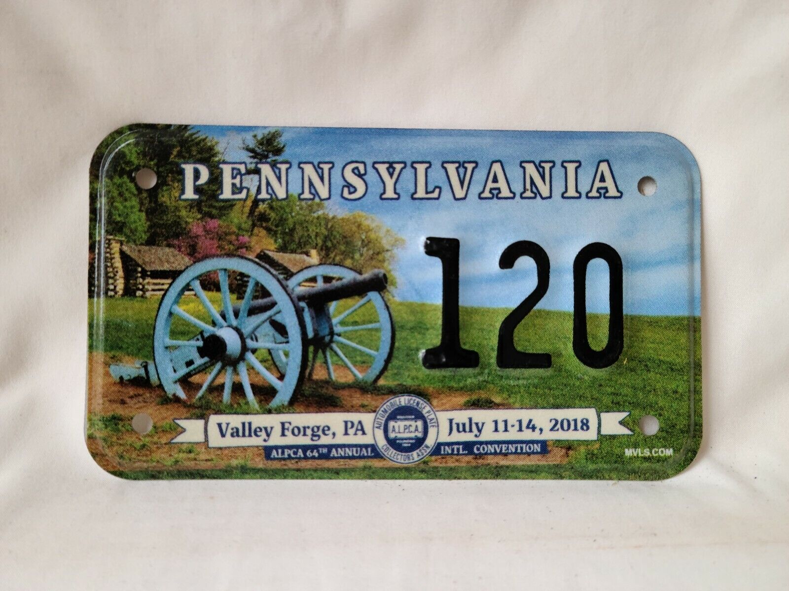 2018 Pennsylvania Valley Forge #120 Motorcycle Souvenir License Plate 0322