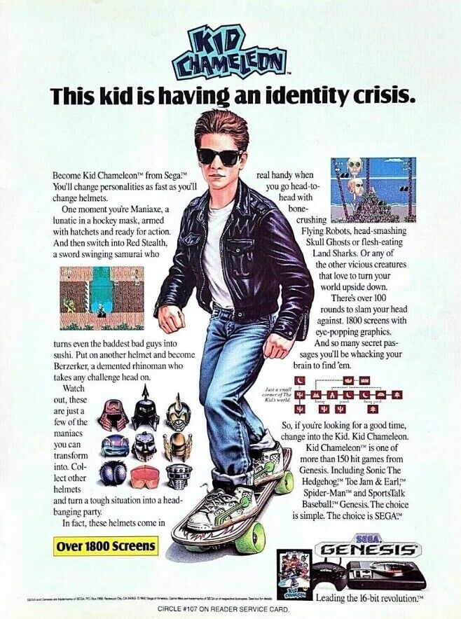 RARE Kid Chameleon Video Game 1990s Print Advertisement Ad 1992 🔥