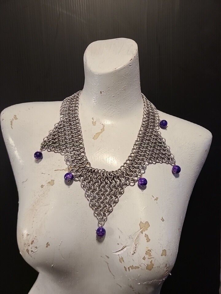 Medieval Aluminum Butted Ring Chainmail Necklace for Woman 
