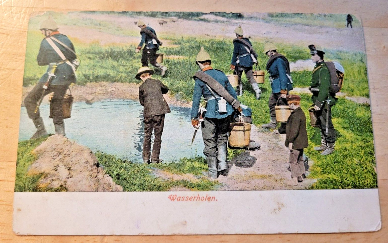 Postcard WW1 1915 Mergentheim Soldiers Getting Water Feldpost Germany
