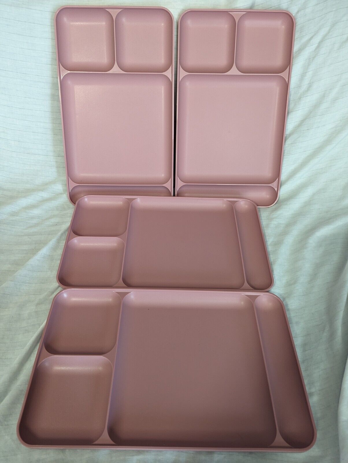 Set of 4 Vintage Tupperware Pink Lavender Divided Trays. Open Box