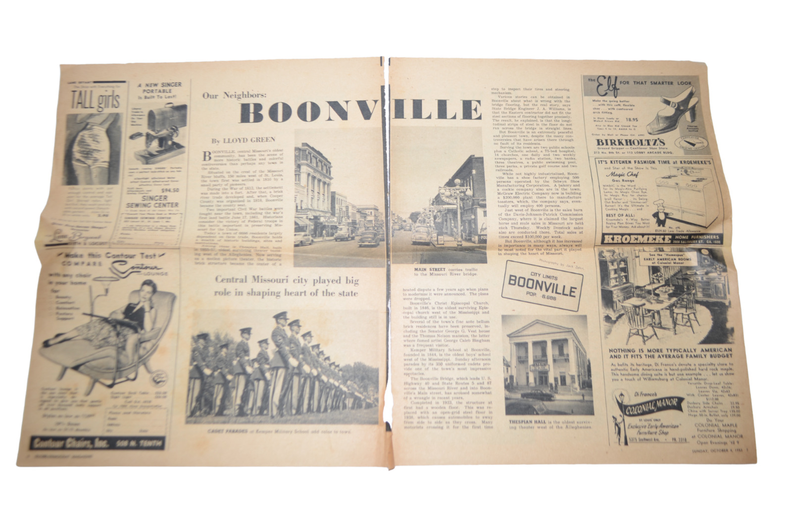 Vintage Newspaper Article Boonville Missouri City Limits Globe Democrat Oct 1953