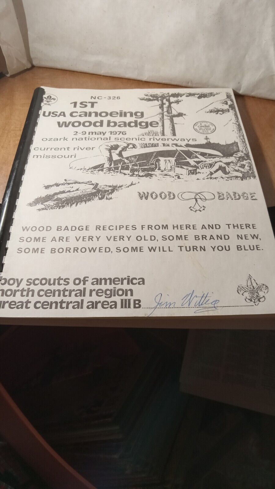 Vintage 1976 Boy Scouts 1st USA Canoeing Wood Badge Recipes And More Booklet