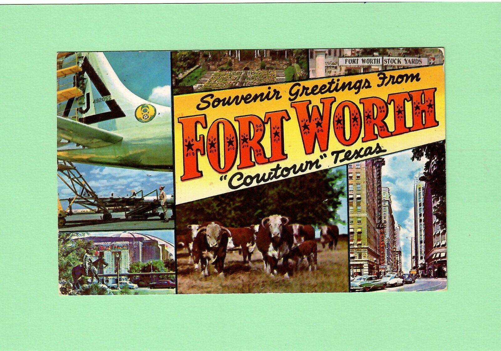 Texas - Fort Worth - Souvenir Greetings from Cowtown - Where the West Begins PC