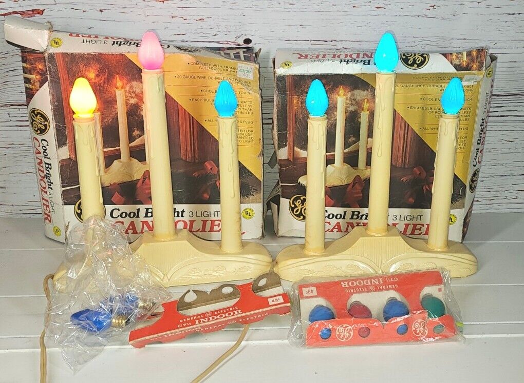 Vintage GE Cool Bright Candolier 3 Light Set Christmas Decor~Vintage~Tested Qty2