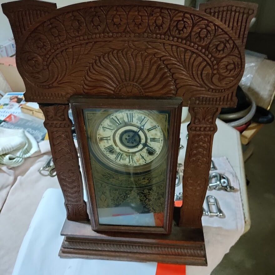 1897 Vintage Antique USA Ingraham Bristol Strike  Clock, WITH Oak Case