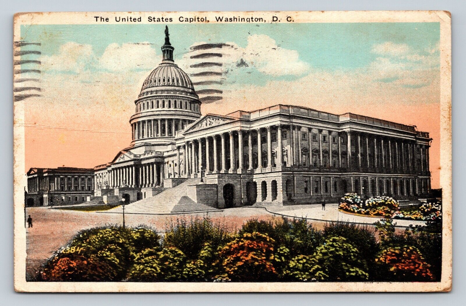 c1925 US Capital Washington D.C. RARE Vintage Postcard 1c Green & Red