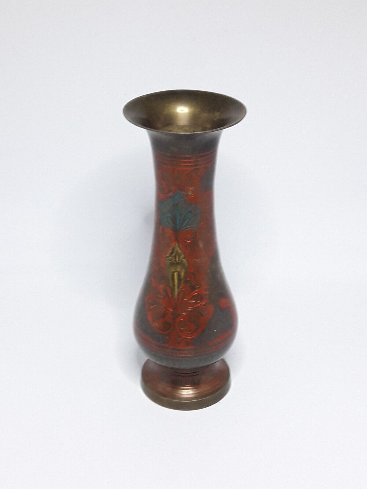 Vintage KAPRI Decorative Engraved Brass Vase Made in India 15012 Original Old