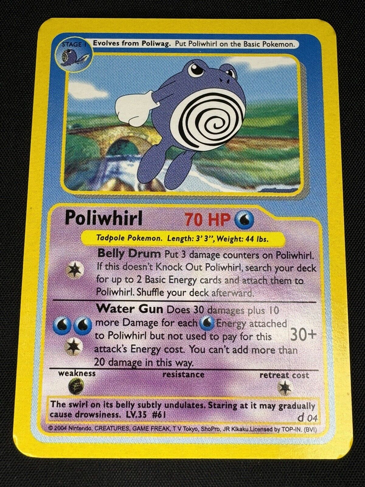 Poliwhirl #61 - Pokémon Funskool Card - Vintage 2004 - Pack Fresh