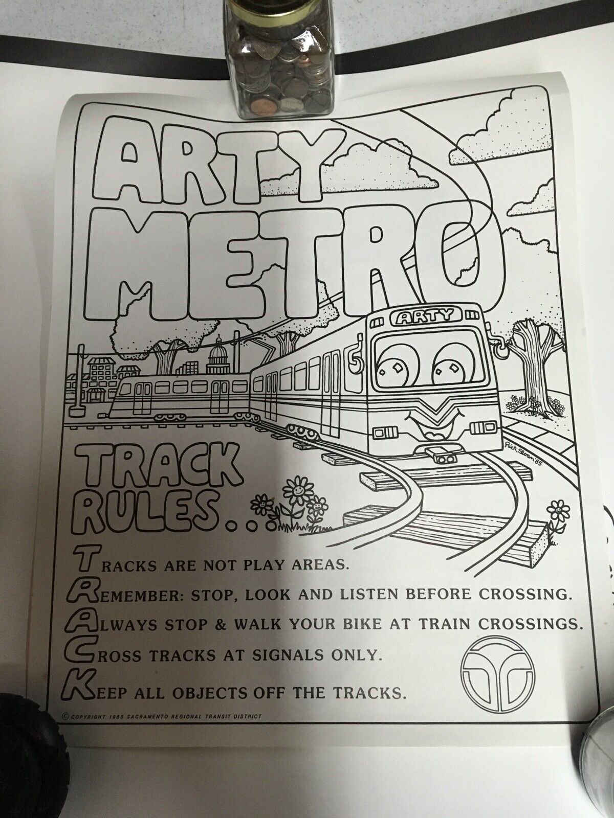 Arty Metro Poster 1985 Sacramento Vintage Art Poster - Regional Transit District