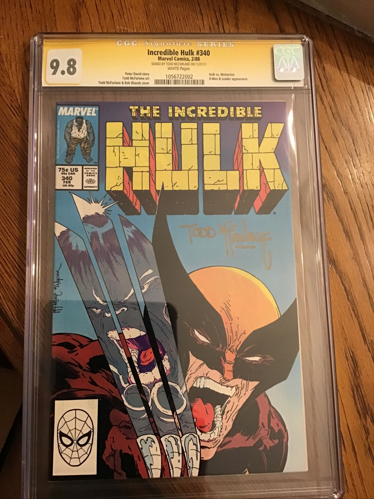 Incredible Hulk #340 CGC 9.8 SS McFarlane Signed In Gold Ink.  Hulk Vs Wolverine