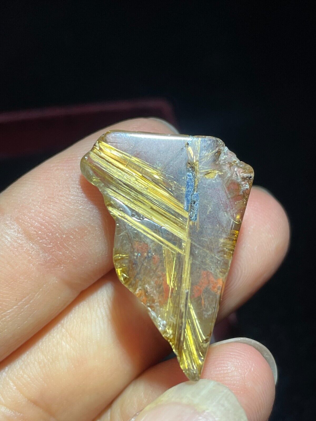 5g  Natural Golden rutile quartz Crystal Reiki Healing Polished  O733