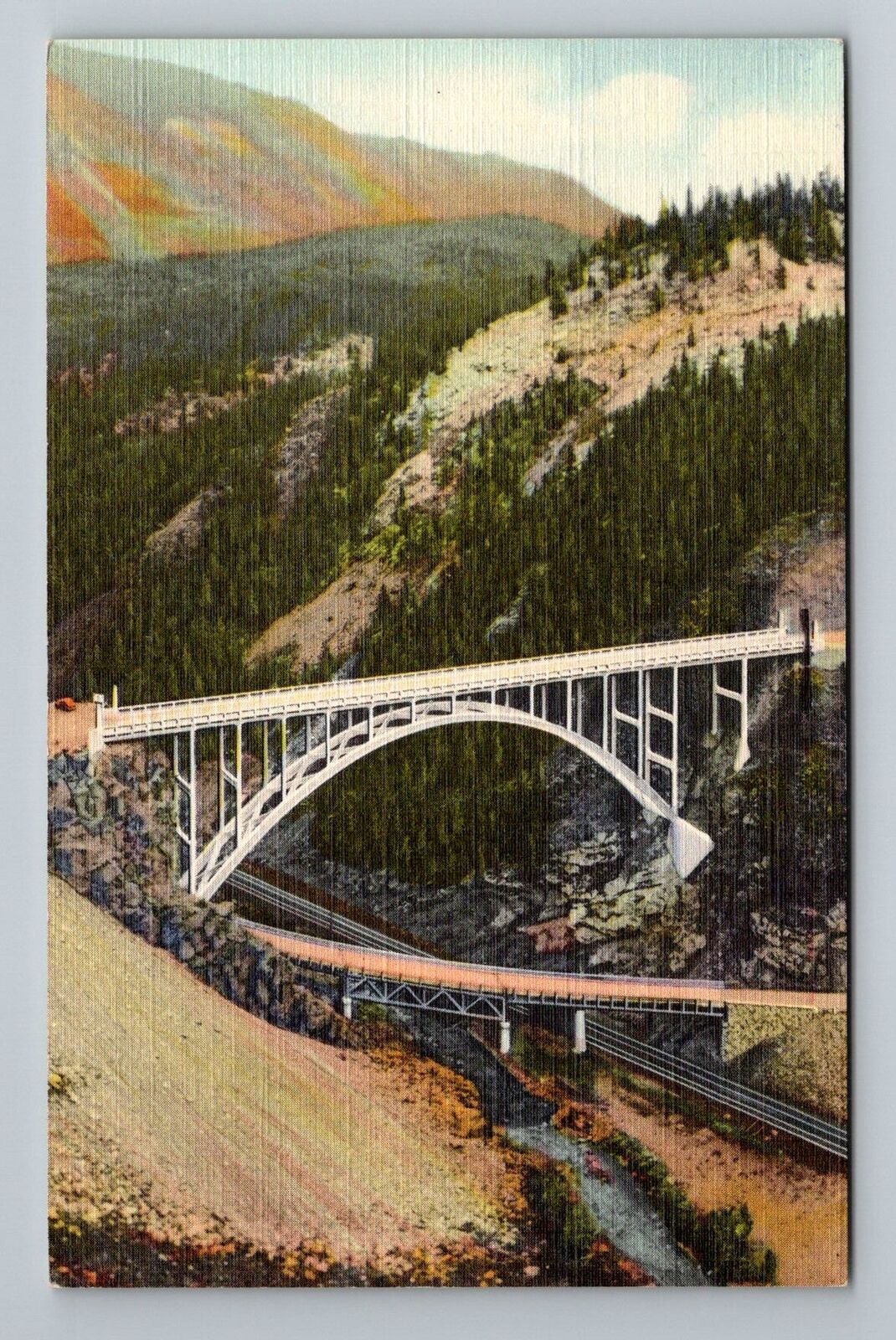 CO-Colorado High Bridge Eagle River Canyon U.S. Route 24 Vintage c1944 Postcard