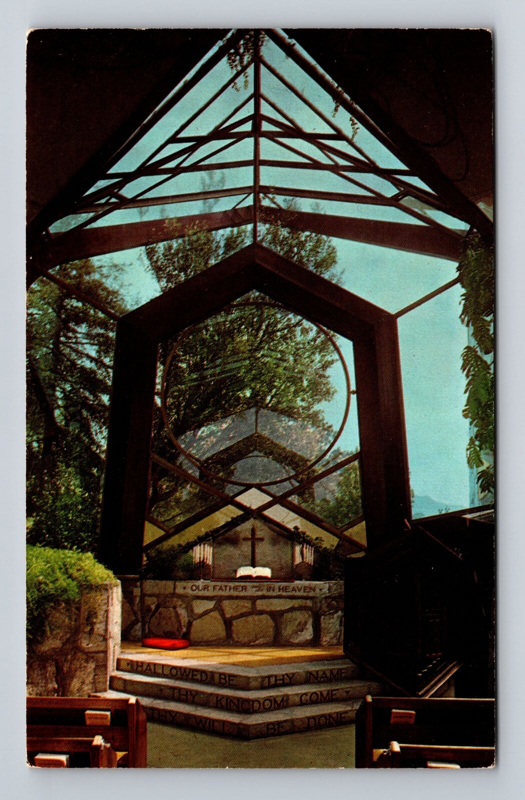 Portuguese Bend CA- California, Interior Of Wayfarers Chapel, Vintage Postcard