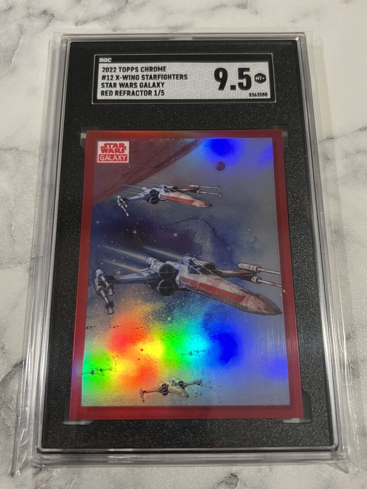 2022 Topps Star Wars Chrome Galaxy X-WIng Starfighters Red Refractor 1/5 SGC 9.5