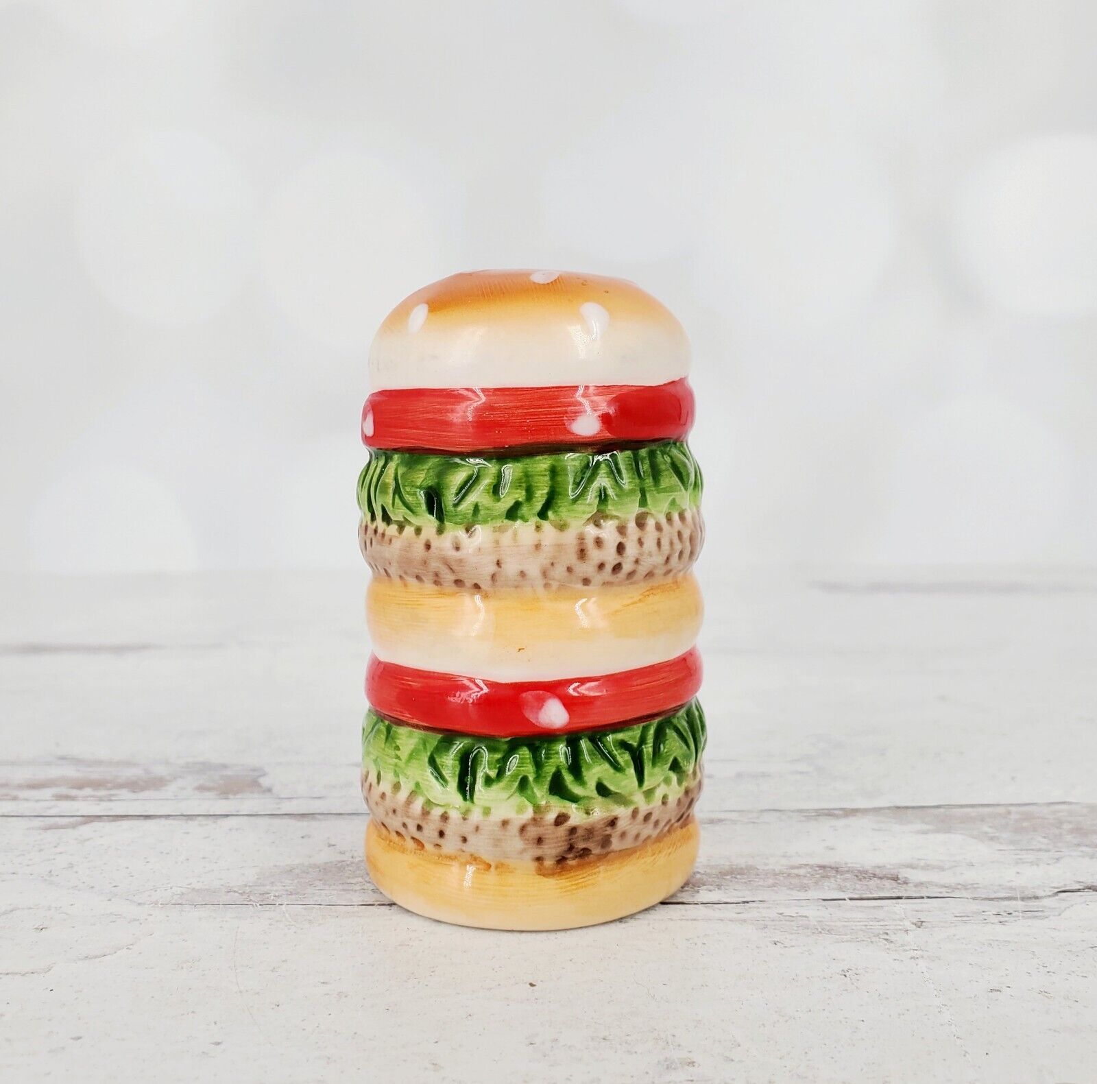 Vintage Ceramic Stacked Double Cheeseburger Toothpick Holder 3\