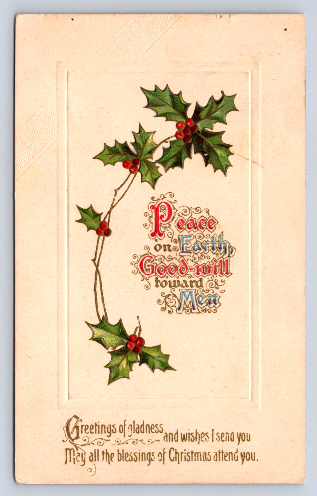 Vintage Postcard Peace on Earth Merry Christmas Greetings Poem 1911