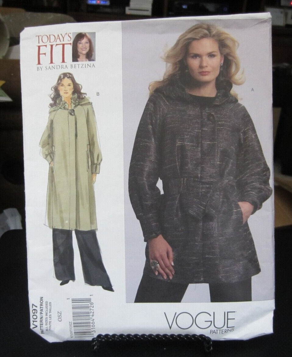 Vogue V1097 Misses Lined or Unlined Coat Pattern - Bust 32 thru 55