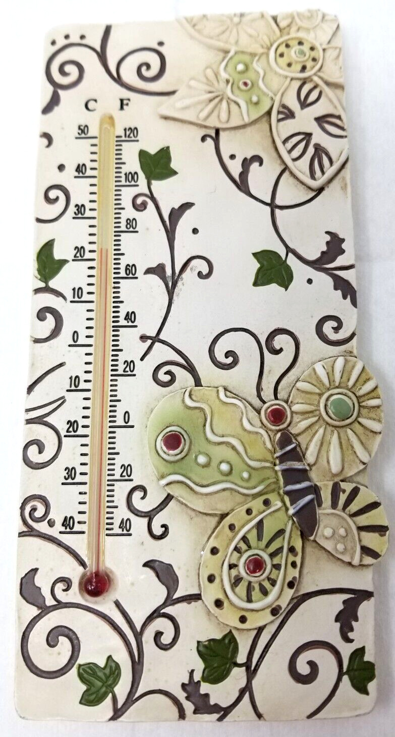 Butterfly Thermometer Wall Hanging Open Wings Pop Art Vintage