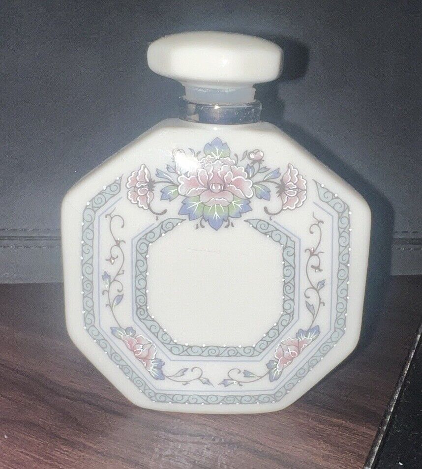 Lenox Vintage Octagonal Perfume Bottle Floral Design Charleston Made In USA Nice