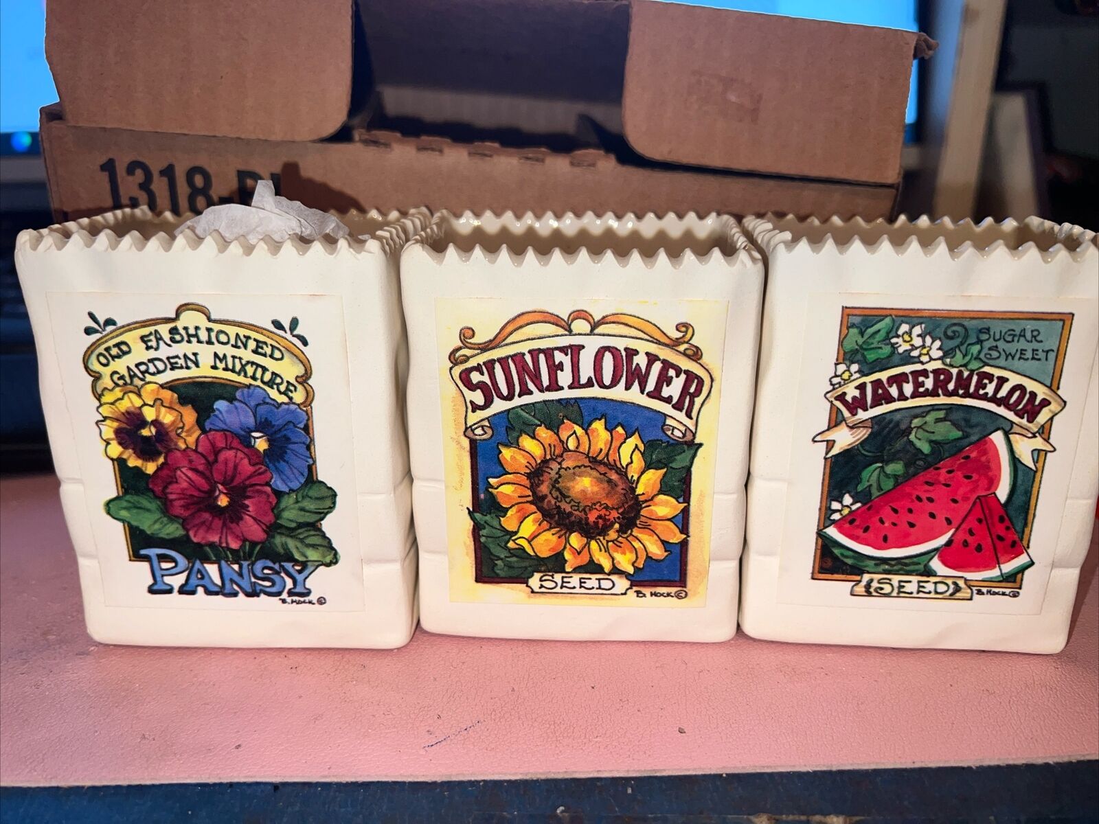 Vintage Home Interiors & Gifts Decor- Watermelon Seeds, Sunflower Seeds, Pansy