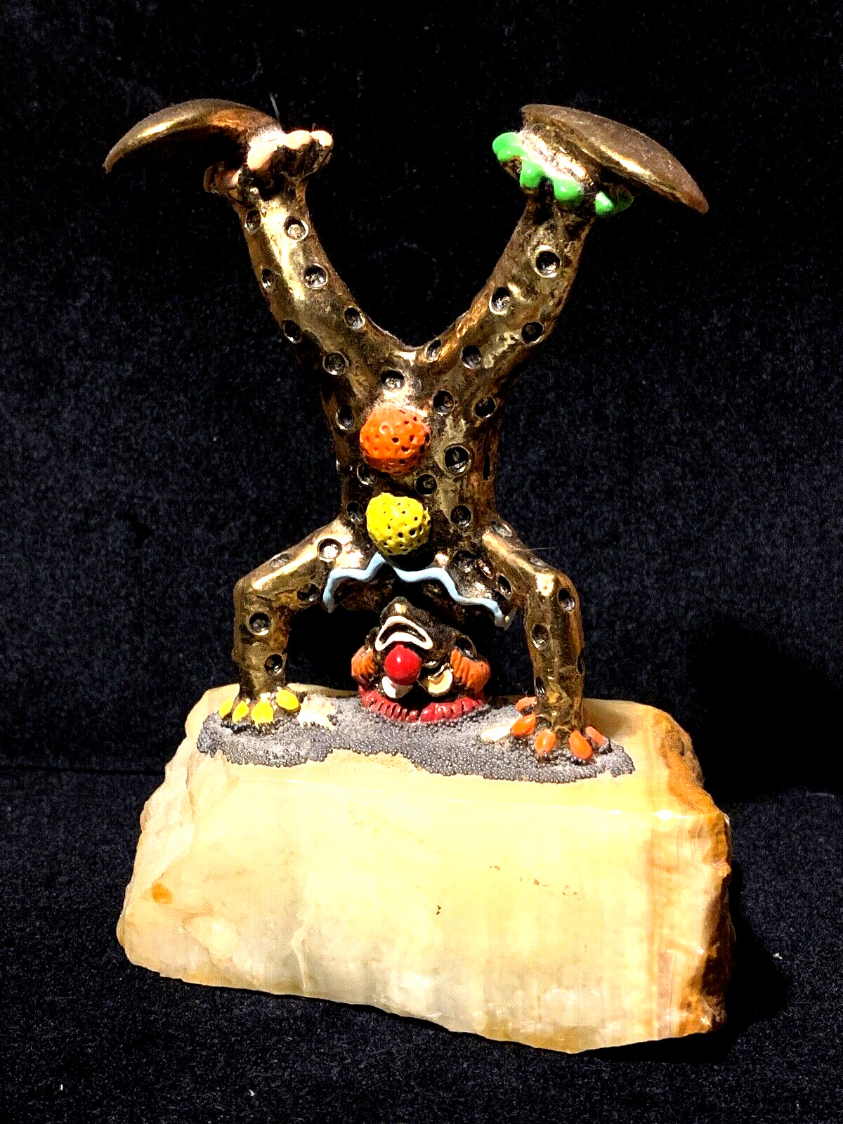 Ron Lee Clown, 1988, Signed, Onyx, Pewter, 24k Gold Painted