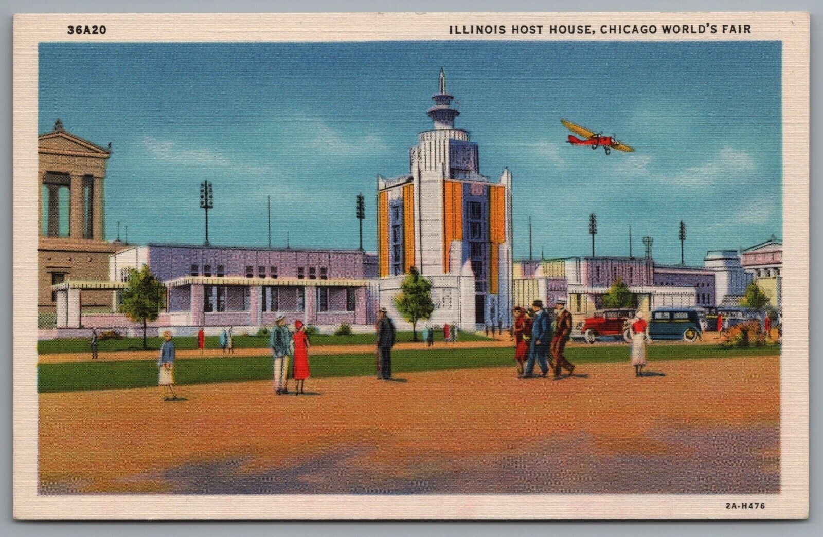 Chicago World\'s Fair Illinois Host House c1932 Linen Postcard