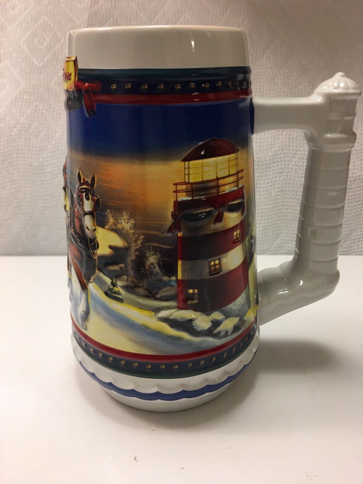 Vintage 2002 Budweiser Holiday Beer Stein Guiding the way Home w/Original Box