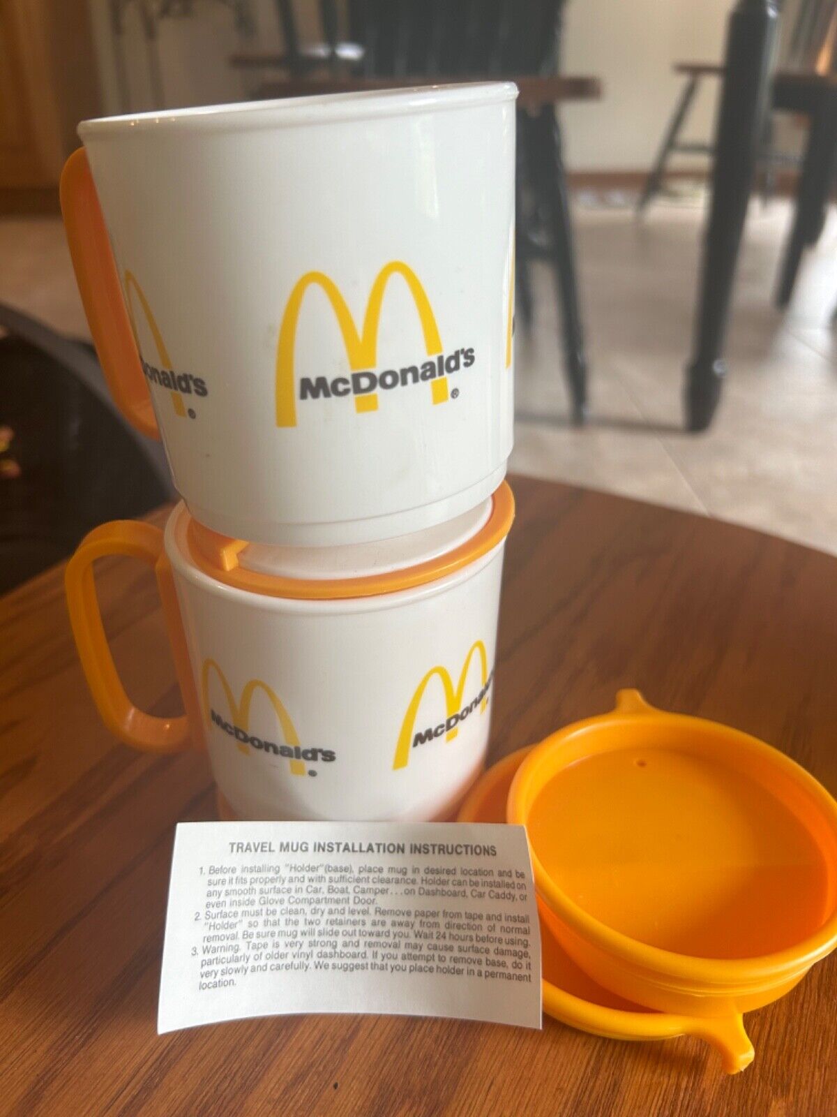 2 Vintage McDonald\'s Coffee Travel MUG Plastic CUP Whirley Industries Set Of 2