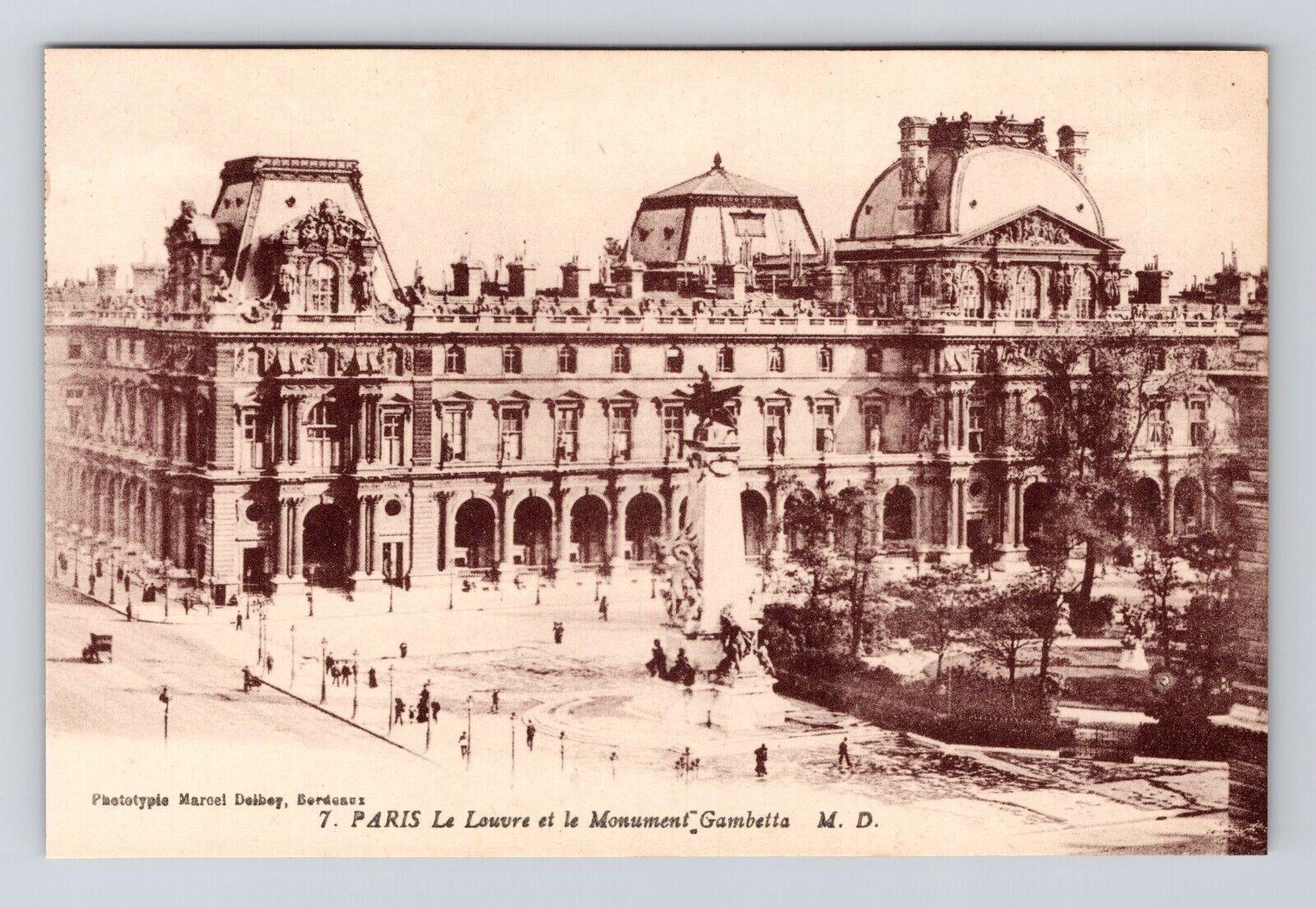 Antique Old Postcard PARIS FRANCE LOUVRE GAMBETTA MONUMENT  c1910