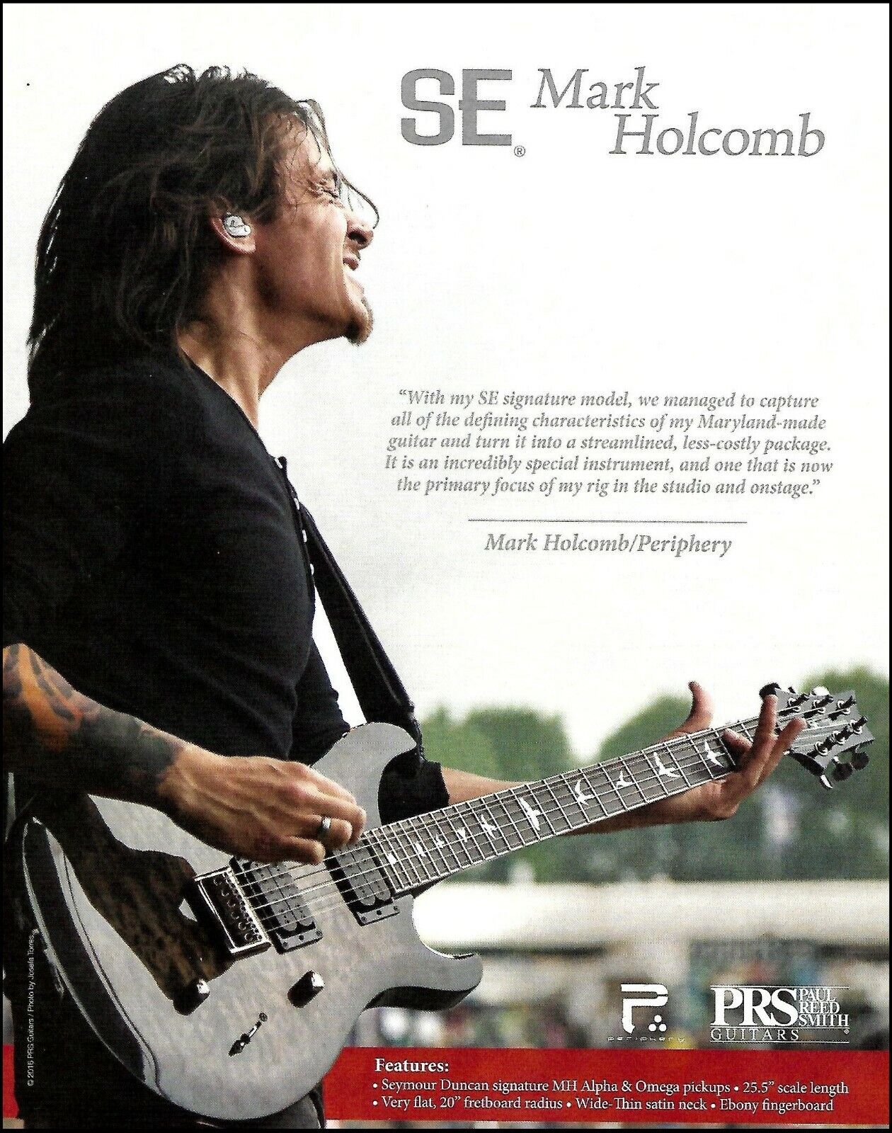  Periphery Mark Holcomb Signature PRS SE guitar advertisement 8 x 11 ad print