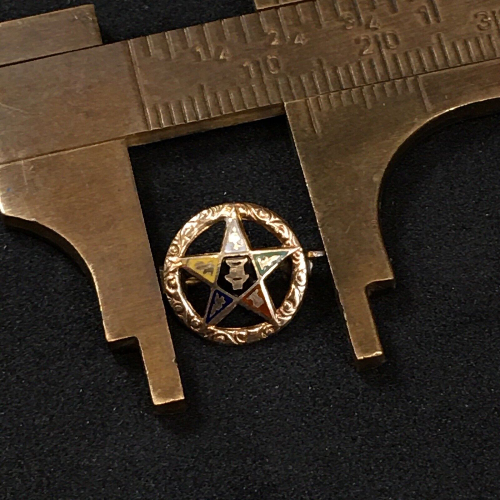 Vintage Masonic Eastern Star 10K Gold Top Enamel Lapel Pin