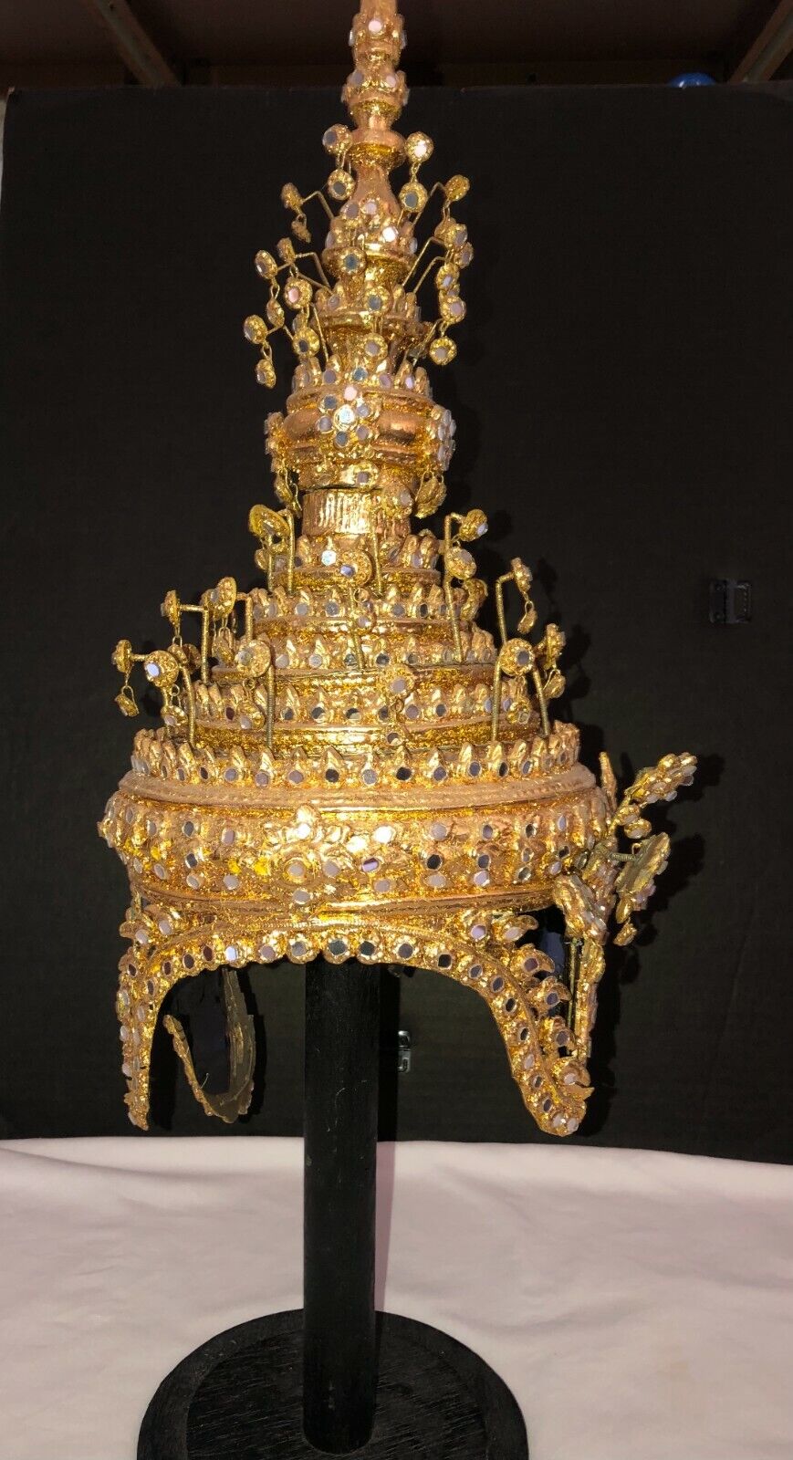 Traditional Thai Dance Crown + Wooden Stand Festive