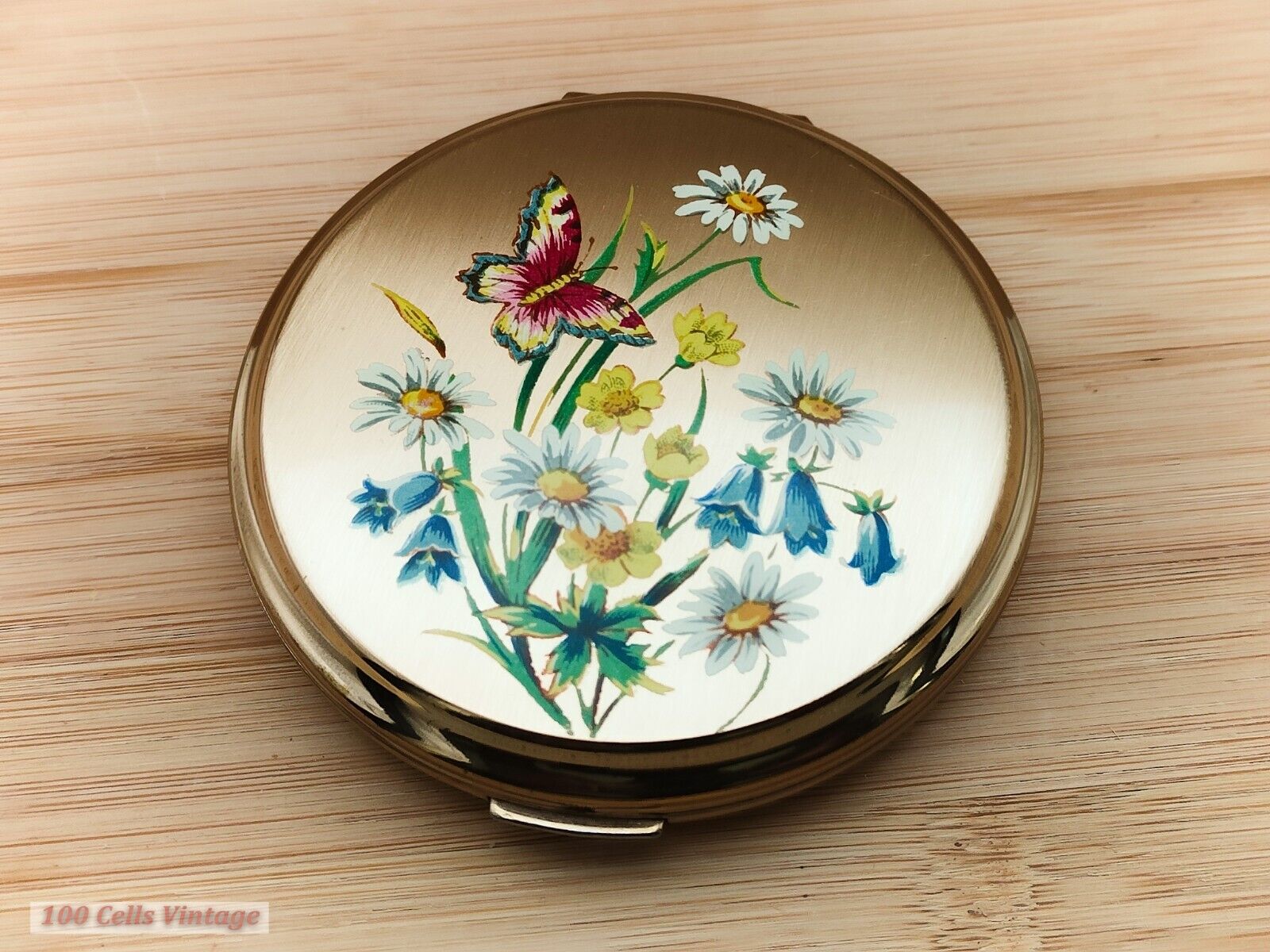 Stratton Butterfly and Flowers -Vintage Ladies Powder Compact-1ye