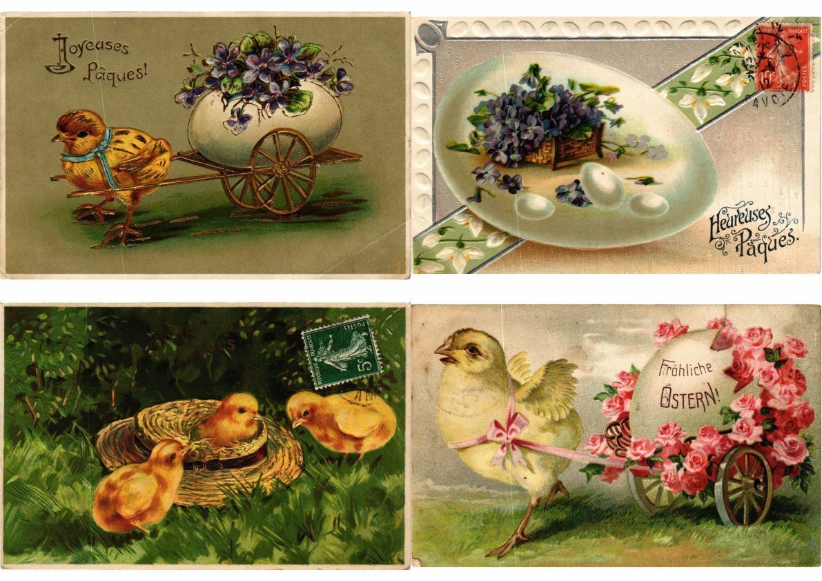 EASTER GREETINGS ALL EMBOSSED 40 Vintage Postcards (L6140)