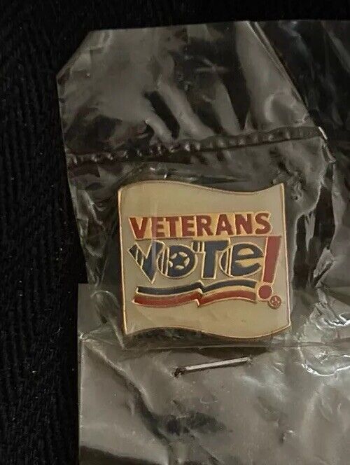 3/4” Vintage VETERANS VOTE Flag Pin - Free Tracked Shipping