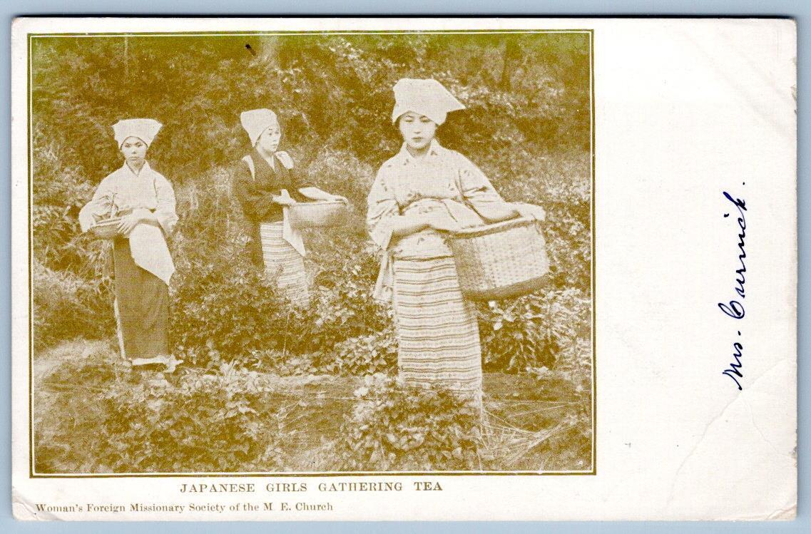 Pre-1907 JAPANESE GIRLS GATHERING TEA WOMAN\'S FOREIGN MINISTRY SOCIETY POSTCARD