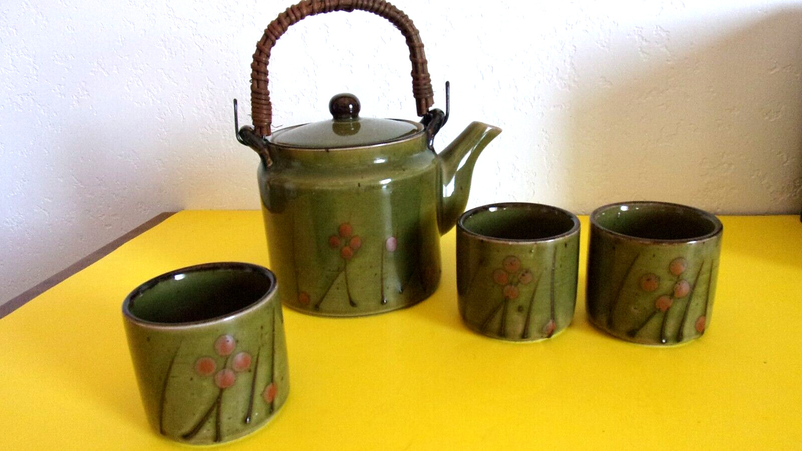 Vintage Otagiri Original Hand Crafted Raku Pottery Tea Pot (8 Pc) Set- BEAUTIFUL