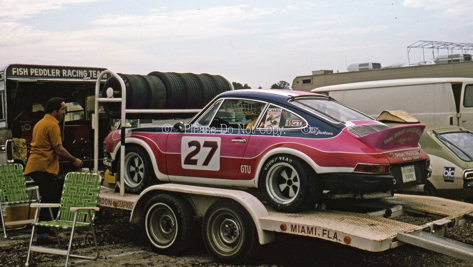 1975 35mm slide. IMSA GTU race. #27  Ray Mummery Porsche 911 S #304823 