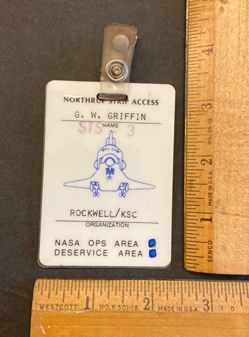 Original NASA Rockwell KSC STS-3 Employee Launch Access Pass Badge #1320